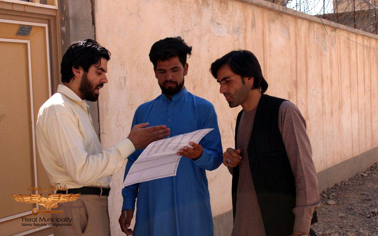 The field survey process of the EU support program for Herat municipality is underway in the fifth district of Herat city