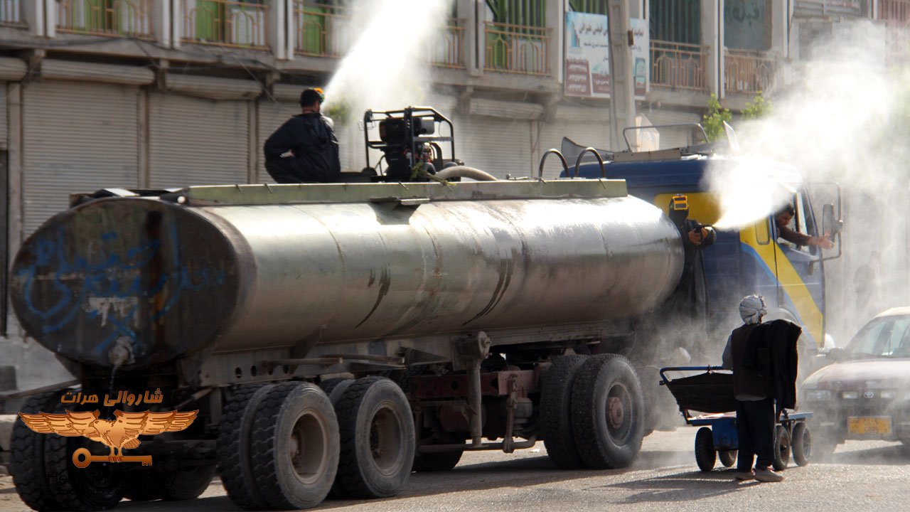 Disinfection of public and side roads in 15 urban areas by Herat Municipality
