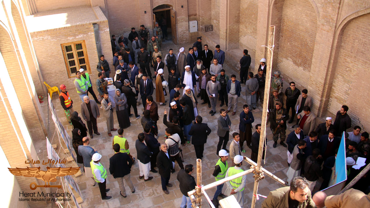 The second phase of the Herat Grand Mosque renovation project began and renovated its green space