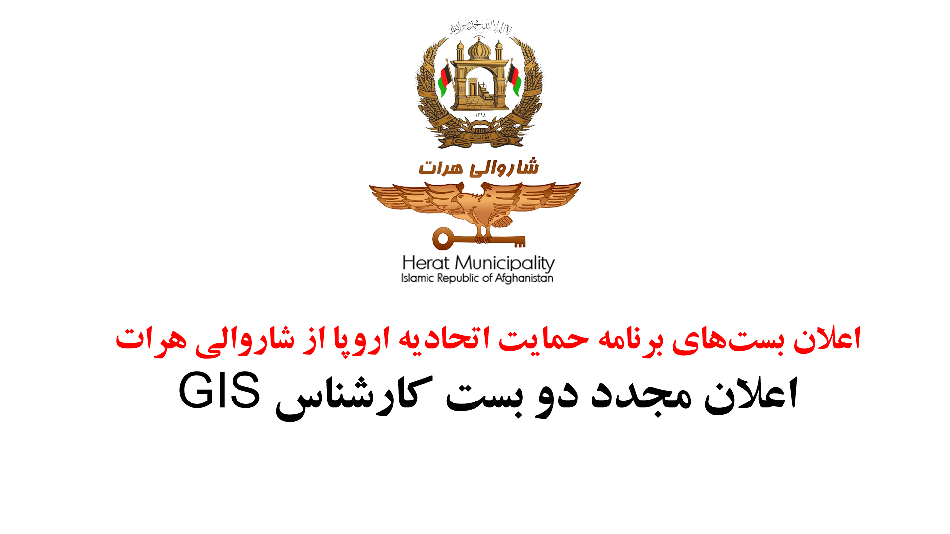 Declaration of (GIS) Specialist by EU Herat Municipality Support Program